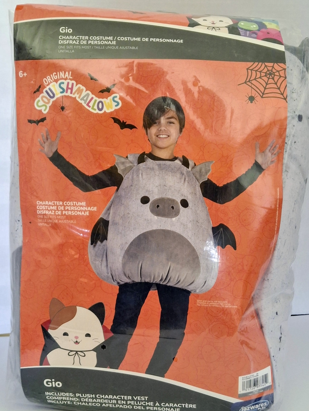 Squishmallows Gio Gray Bat Plush Kids Costume Vest